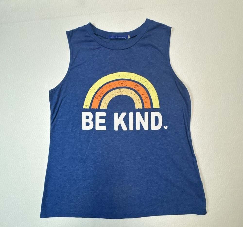 IRISGOD Be Kind Rainbow Graphic Tank Top Blue